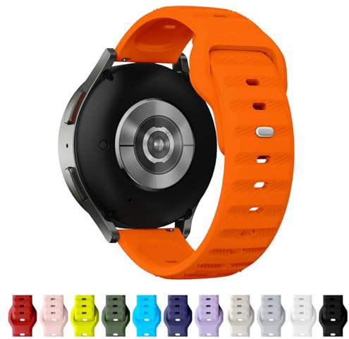 TStrap 12 Farben Uhrenarmband 20mm Silikon, Smartwatch Sport Ersatzarmband Orange für Herren Damen, mit Verstellbare Schließe