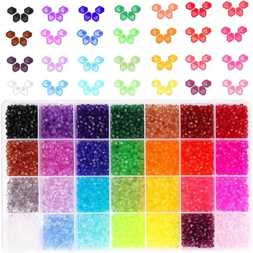 2800Stk 28 Farben Bunte Perlen Für Armbänder 6mm Kristall Facettierte Set Bastelperlen Zum Auffädeln - Armbänder Selber Machen Für Kinder, Erwachsene Zu Weihnachten, Feiertage, Geburtstage