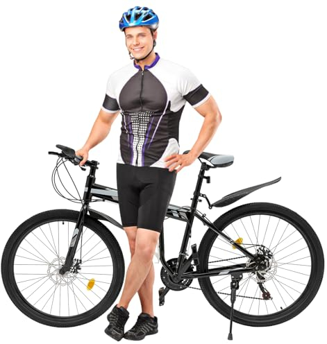 HINOPY 26 tums mountainbike, 21-växlad cykel vikbar skivbroms Fully MTB unisex cykel cykel för ungdomar vuxna