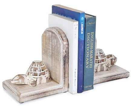 Buchstützen aus Holz, Schildkröte, handgeschnitzt, dekorative Buchstütze, Heimdekoration, Buchstützen für den Schreibtisch, Bücherstützen aus Holz für Zuhause, Küche, Büro, Buchstützen, Regal