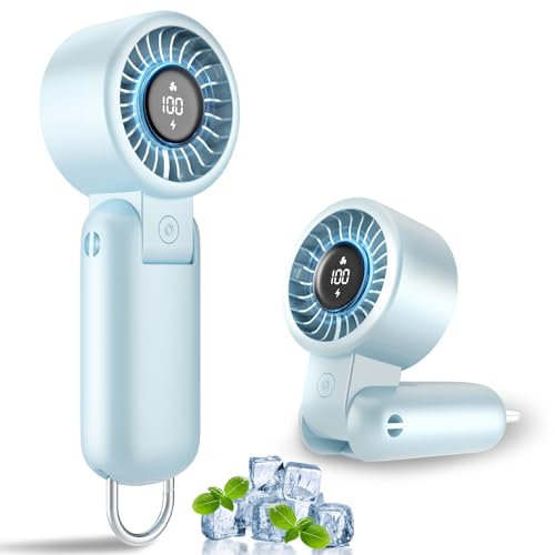 AUIIAH Handheld Fan Turbo - Portable Battery Powered Mini Hand Held Fan Rechargeable with Power Display, 5 Speeds, Personal Pocket Cooling Fans for Travel, Makeup, Outdoor, Women, Men