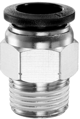 QUARKZMAN 1pc Raccord Pneumatique 12mm Tube OD x 3/8 NPT PC12-N03 Noir | OD 12mm x Filetage Mâle NPT 3/8 pour Tube Droit en Cuivre pour Système D'air Industriel PC12-N03