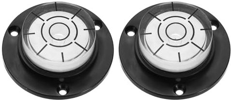 QUARKZMAN 2Pcs Nivel de Burbuja Horizontal de Alta Precisión 49x16.5mm Nivel de Burbuja Redondo Herramientas de Medición para Colgar Cuadros de TV RV, Negro Blanco