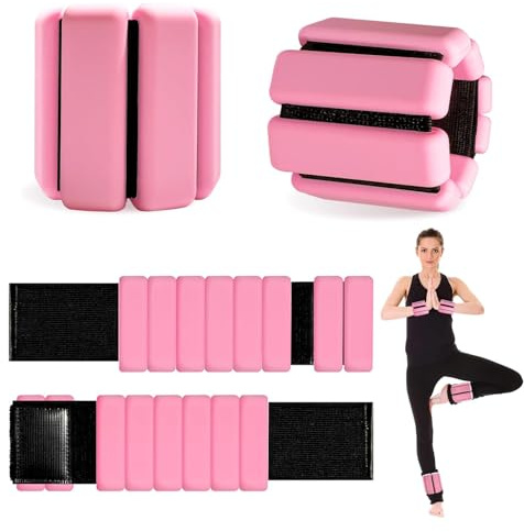 Pesi da polso e caviglia indossabili da 2 libbre, braccialetti da polso in silicone per donne e uomini, pesi di resistenza per esercizi, jogging, yoga, palestra, allenamento della forza (Rosa)