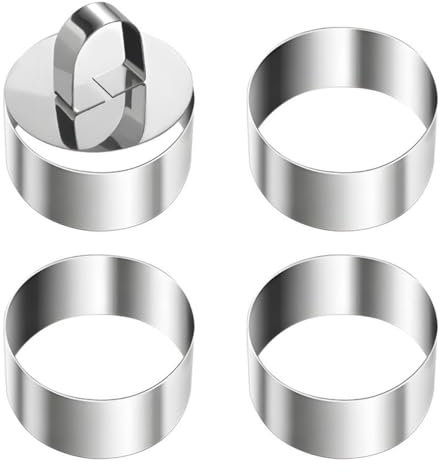 JRSHIRLEYLTD 5 anillos redondos de postre, anillos pequeños para hornear de acero inoxidable, reutilizables, para tartas, postres, arroz, puré de patatas, sándwiches (plata)