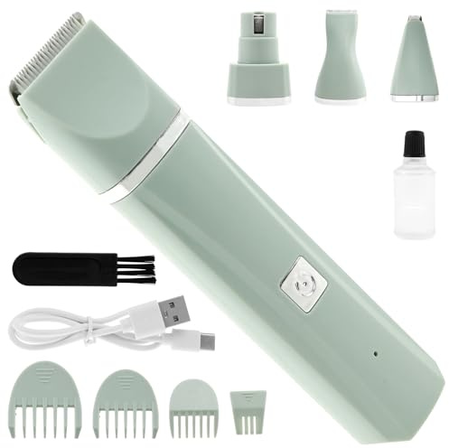 Cat Grooming Clippers Kit Cordless Low Noise Cat Clippers Kit Two Speed Cat Hair Trimmer Dog Hair Clipper Cat Shaver for Matted Fur Small Dog Grooming Kit Dog Paw Trimmer Pet Clipper for Cat (Green)