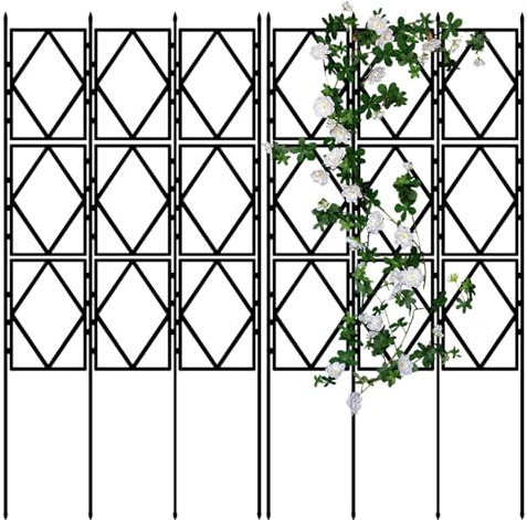 Enrejado de plantas para rosales trepadores al aire libre, enrejado plegable de soporte de plantas para fácil almacenamiento, enrejado decorativo de jardín para enredaderas trepadoras, negro(W60xH150C