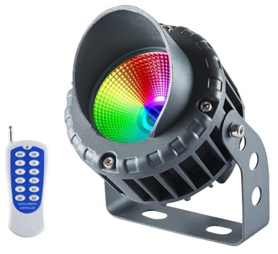 QICBYING Projecteur d'extérieur 18 W RGB LED à Changement de Couleur, éclairage de Paysage, projecteurs LED COB, éclairage de Jardin étanche avec télécommande pour Arbre, Drapeau, Mur, pelouse