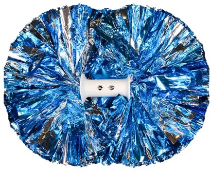 Professionelle Cheerleading-Pompon 2 Stück 5-inch Cheerleader Pompoms Matten&Metallischen Pom Poms Handblumen mit Handle Tanzpompons für Wettbewerbe & Shows Cheerleader Tanzgruppen Lake Blue+Silver