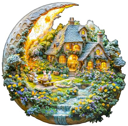 Blumuze Wooden Puzzle, Moonlight Garden Wooden Jigsaw Puzzles For Adults, Unique Shaped Animal Wood Puzzles For Adults 14+ With Wood Gift Box 180pcs-M-29 * 28.7cm
