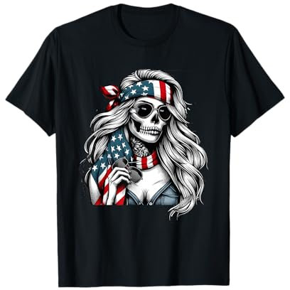 4. Juli 2024 Unabhängigkeitstag Patriotischer Totenkopf Bandana T-Shirt
