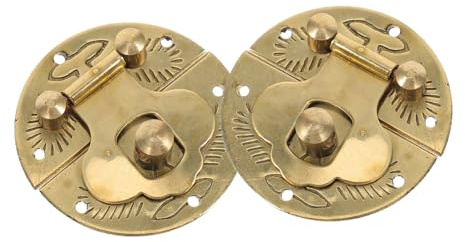 HEALLILY 2pcs Loquet à Crochet Rond en Laiton Jaune Rétro pour Petite Boîte à Bijoux, Fermoirs Décoratifs Résistants la Décoloration, pour Bricolage et Coffrets