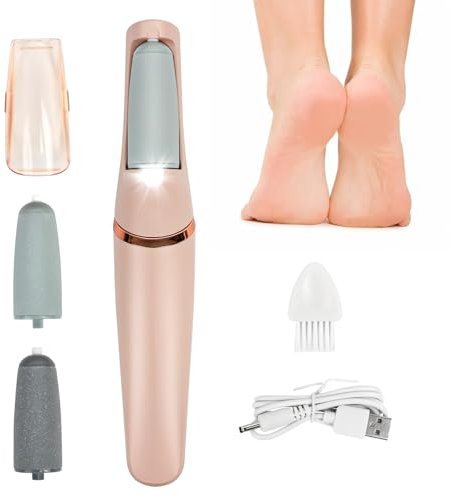 Rimozione dei Calli Elettrico, Pedicure Elettrico Professionale, Ricaricabile Pedicure per Lima del Piede, con 2 Rullo Ricambio, 2 Velocità e Luci a LED, Rimuove la Pelle Secca