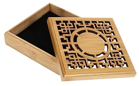 VALICLUD Wooden Incense Burner Box Carved Design Bamboo Incense Holder for Home and Spa Decorative Fragrance Box