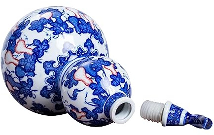 BAZEITFLOW Botella De Vino Vacía Azul y Blanca Recipiente Hermético Para Almacenar Vino Tarro De Cerámica Portátil Para Eventos