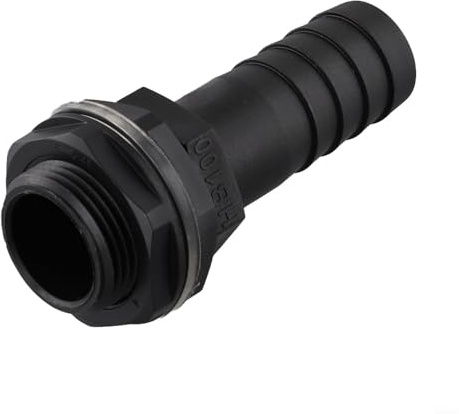 Gdfnmogo Conector de desbordamiento de tope de agua de 1 pulgada, con tuerca de rosca BSPM de 3/4 pulgadas y arandela, para tanque de agua, sistema de riego de jardín, barril de lluvia, plástico de