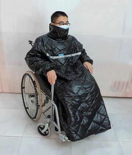 EUQKKWLOY Winter Wheelchair Blanket Waterproof Windproof Full Body Warm Blanket Wearable Wheelchair Cosy Cover with Sleeves Rain Cover for Wheelchair Users Adult Size