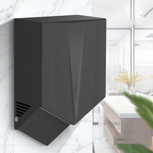 WENNEWU Asciugamani Elettrico Automatico A Induzione, Asciugamani Elettrico Commerciale Ad Alta velocità, Asciugatura Rapida, Doppia Uscita Aria, per Ufficio Ristorante Centro Commerciale,Nero
