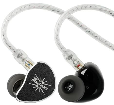 Linsoul Kiwi Ears Belle In Ear Monitor con Driver Dinamico DLC da 10 mm, Cuffie con Cavo Doppio Strato Argento, IEM Professionali per Palcoscenico/Gaming/Produzione Musicale (3.5mm No MIC, Nero)