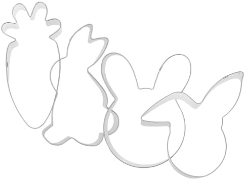 HOODANCOS Set 4 Formine Tagliabiscotti Pasquali in Acciaio Stampi Coniglietto Carota per Biscotti Fai da Te Utensili per Dolci e Fondente per Feste e
