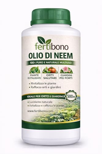 FERTIBONO Aceite de Neem 100% Puro 500 ml | Prensado en Frío – Cuidado natural para plantas sanas en hogar, jardín, terraza y oficinas