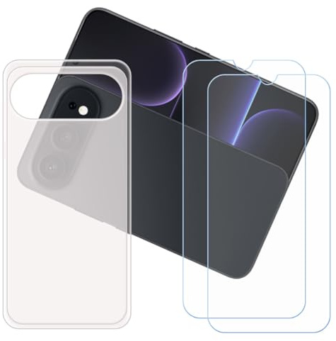 GYDQQKJ Funda para Honor 500 + 2 Piezas Vidrio Protector de Pantalla Cristal Templado Film, Translúcido Suave TPU Silicona Cover Carcasa Caso Case para (6.55)