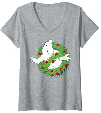 Mujer Fantasma Festivo con Corona de espíritu Festivo Camiseta Cuello V