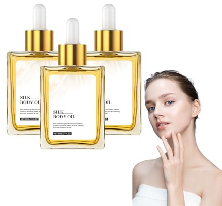 Aceite corporal de seda para mujer - perfume de aceite corporal sedoso, suero hidratante para ducha y baño para mujer, Piel grasa de seda ligero, crema hidratante con aroma de lujo (3 Cajas)