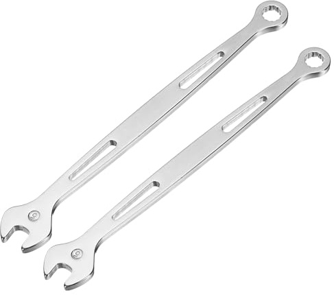 sourcing map 2Pcs Combination Wrench 5mm Metric Super Thin 12-Point Box and Open End Chrome Vanadium Steel Double Ended Spanner Tool for Automotive Furniture Machinery DIY Repair, Silver