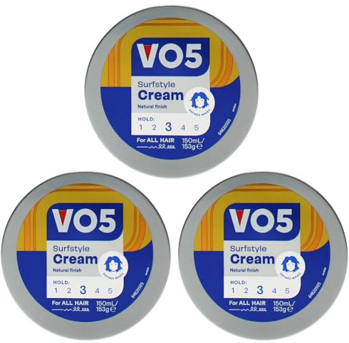 VO5 Hair Styling Surfstyle Texturizing Cream for Men & Women - Medium Hold, Natural Shine & Texture for Effortless Style, 150ml - Pack of 3
