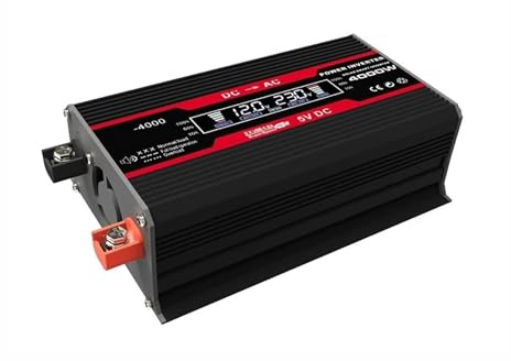 Convertitore Convertitore Corrente Inverter Potenza Solare 4000W Onda Sinusoidale Modificata Inverter Auto USB Convertitore Tensione Con Display LCD DC 12V 220V 110V(Nero,AC 220V)