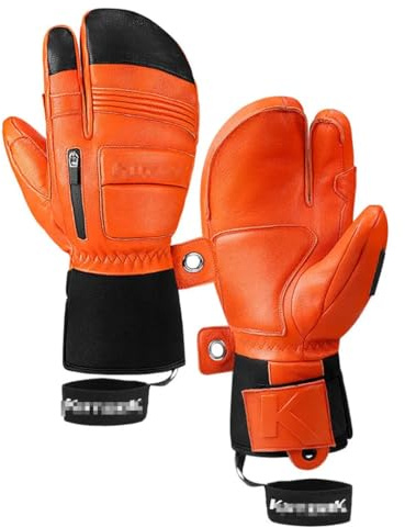 Guantes de esquí al aire libre, guantes de piel de cabra, impermeables, gruesos, guantes de snowboard térmicos y cálidos para hombre