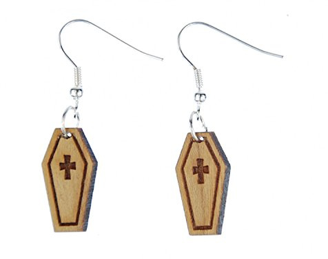 Miniblings Sarg Ohrringe Ohrring Sarkophag Horror Beerdigung versilbert | In Berlin von Hand montierter Ohrschmuck, mit Halloween und Holz