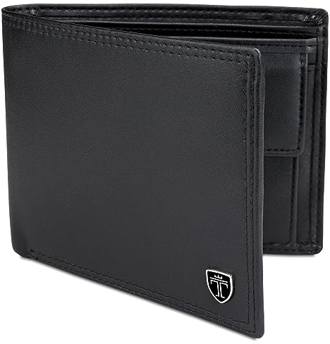 TRAVANDO Portafoglio Uomo Grande OSLO con protezione RFID Porta Carte di Credito nero con Portamonete Borsellino Portafogli in formato Verticale Porta Banconote Wallet Porta monete Regalo