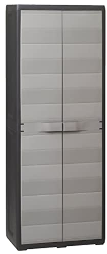vidaXL Garden Storage Cabinet with 3 Shelves Black and Grey Tool Locker Shed