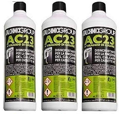 ITALCHIMICI GROUP Disincrostante AC23 per Cassette WC Incasso Geberit e Cassette WC Esterne per la Rimozione del Calcare - 3 flaconi da 1 litro ciascuno