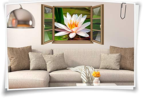 Medianlux Wand-Tattoo Wand-Bild Fenster See-Rose SPA Wellness Entspannung Erholung Aufkleber Folie Deko Wohnzimmer Küche Folie Digitaldruck, 90x58cm wb22wb279-124328