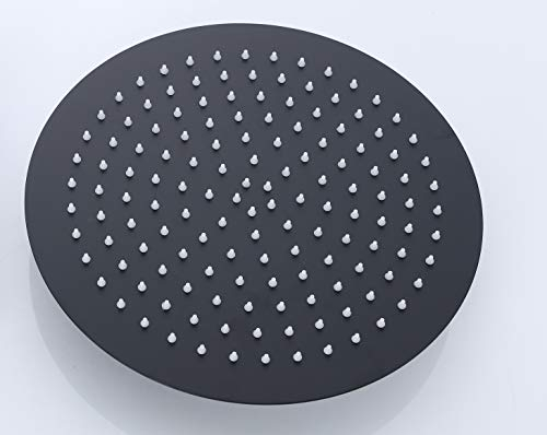 Schwarzer Duschkopf, edles Design, rund 25 cm aus Edelstahl, Kopfbrause, Regenbrause, Regendusche, Regenduschkopf