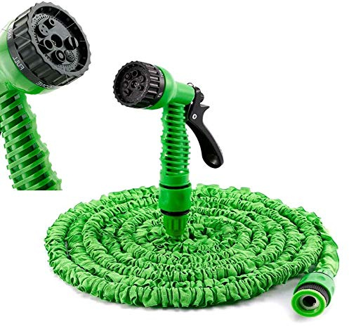 75FT/100FT / 150FT / 200FT Expandable Garden Hose Pipe,Flexible Expanding Magic Hose with 1/2”3/4, Fittings,Garden Hose with 7 Setting Professional Water Spray Nozzle Gun (Green, 100ft)
