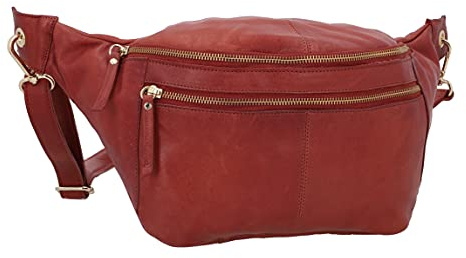 Gusti Gürteltasche Leder - Freya Bauchtasche Hüfttasche Festivaltasche Tasche Handtasche Leder Rot
