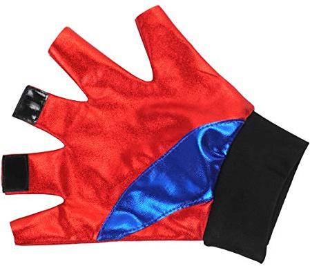 CosplayStudio Guante sin dedos para disfraz de Harley | Rojo/Plata, rojo, Talla única