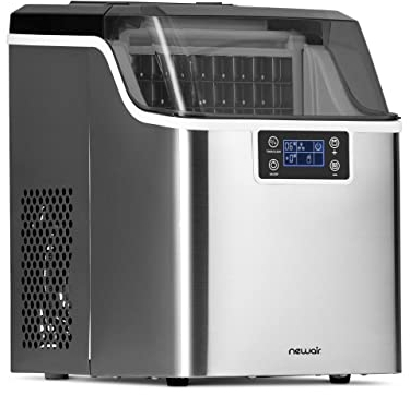 Newair Macchina per ghiaccio trasparente da banco, macchina per cubetti di ghiaccio da 20,4 kg/giorno, funzione autopulente e spessore del ghiaccio personalizzato, macchina per ghiaccio portatile,