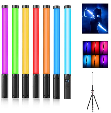Ulanzi VL119 RGB LED Light Wand, 360°RGB Video Wand Stick for Photography, 2600mAh Built-in Rechargable Cube Light， 2500-9000K Dimmable Camera Light w LCD