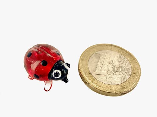 Bastick Marienkäfer Mini Rot Schwarz - Miniatur Figur aus Glas - Deko Setzkasten Vitrine Glücksbringer Ladyb