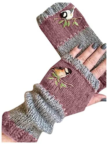 Plus Handschuhe Outdoor-Handschuhe für Frauen Strickhandschuhe warm Winter samt Stickerhandschuh Fingerlose Handschuhe Mit Kappe Damen