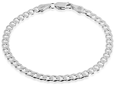 QUADRI – Elegant armband av pansarkedja (Cubana) – bredd 5 mm – för män och kvinnor, av 925 äkta silver – längd 19/20,3/21,5 cm – ytbehandlad silverkedja – tillverkad i Italien, 19 centimeters, Silver