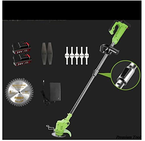 Tosaerba senza fili Tagliaerba elettrico a batteria 12V / 24V con 2xBatteria 800W Tosaerba elettrico al litio Erbacce Potenza Weeder Strumenti for potatura da giardino ( Color : 24v green Type B , Siz