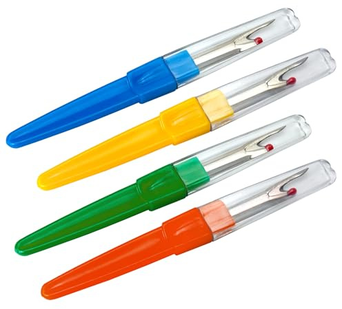 Faden & Nadel Nahttrenner Set: 4 Nahttrenner, 12 cm lang, mit Schutzkappe