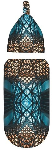 Oudrspo Architectural Psychedelia Baby-Pucktuch, verstellbares Wickelset, Größe S/Medium, 0–6 Monate, Neugeborene, Pucktücher