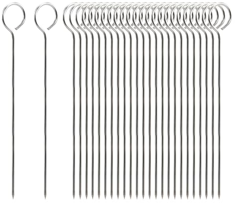 60 agujas de carne, 16 cm, brochetas de acero inoxidable, brochetas para rouladenspieße con puntas y ojales, agujas de relleno de carne, para carne de barbacoa, mariscos, verduras, brochetas para